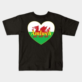 Amlwch Wales UK Wales Flag Heart Kids T-Shirt